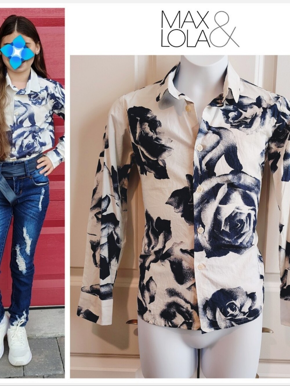 Max & Lola Blue Floral Blouse (Belgian Designer)